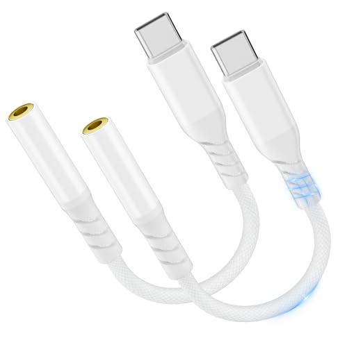 [MFi Zertifiziert] 2 Pack USB C auf 3,5 mm Kopfhörer Jack Adapter, USB C Klinke Adapter, Typ C auf AUX Dongle Kabel für iPhone16 15 iPad Hua-wei P70/P60 Samsung S24/23 Ultra/S23+/S22 Google Pixel 7/6 von Ticenpe