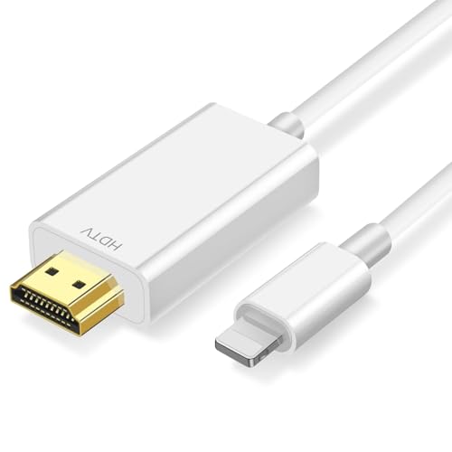[MFi Zertifiziert] HDMI-Kabel für iPhone,HDMI Light ning Kabel zur Übertragung von iPhone14/13/12 auf TV YouTube-TV-Ausgang, HD-Auflösung 1080P (iPhone16/15/Netflix/HDCP app wird nicht unterstützt)-2M von Ticenpe