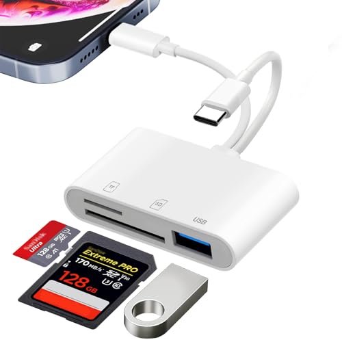 [Apple MFi Certified] SD Kartenleser für iPhone iPad, 3 in 2 Lightning USB C SD Kartenleser mit SD/MicroSD/USB3.0 Slots, USB C OTG Adapter Speicherkartenleser Kamera Kartenleser für iPhone16/Samsung von Ticenpe