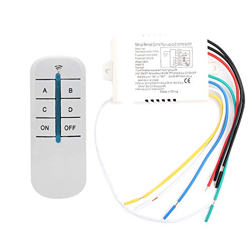 Drahtloser Fernbedienungsschalter 4 Wege, Fernbedienungslichtschalter Ein/Aus-220-V-Digital WLAN Light Receiver Sender-Fernbedienungsschalter für Drahtlose Wandleuchten von Ticfox