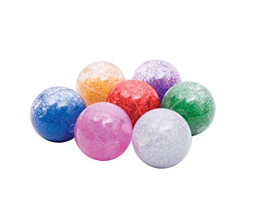 TickiT 92098 sensorischer Regenbogen-Glitzer-Gummiball, Set mit 7 Flummis in Rot, Silber, Gold, Grün, Blau, Rosa und Violett von tickit