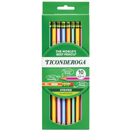 Dixon Ticonderoga Presharpened Neon Stripes #2 Pencils 10/Pkg-Neon Stripes von Ticonderoga