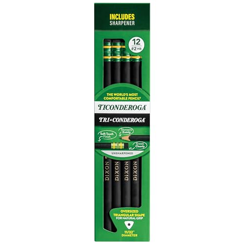 Dixon tri-conderoga Nr. 2 Triangle Bleistifte Sechs 12 Stück Boxen, insgesamt 72 Bleistifte, (Holz Verkleidet, Schwarz Schreiben) W/Bonus Spitzer (22500) von Dixon Ticonderoga