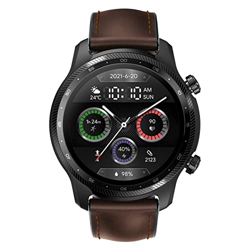 Ticwatch Pro 3 Ultra 4G WH11013 LTE Smartwatch mit Mobilfunkanschluss von Vodafone OneNumber und Orange eSIM Qualcomm und Mobvoi Dual Wear OS Blutsauerstoff-Erkennungsprozessorsystem, schwarzer Schirm von Ticwatch