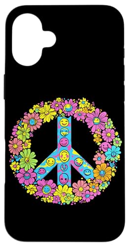 Peace Zeichen der Freiheit Blumen Hippie farbenfrohes Hülle für iPhone 16 Plus Peace Zeichen der Freiheit Blumen Hippie farbenfrohes Hülle für iPhone 16 Plus von Tie Frieden Zeichen Outfit for make love