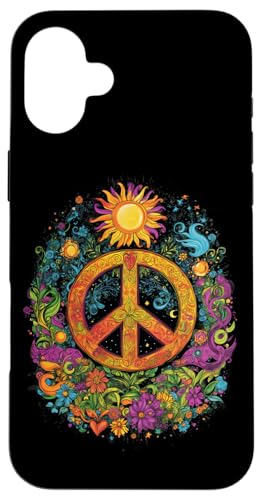 Peace Zeichen der Freiheit Hippie farbenfrohes Hülle für iPhone 16 Plus Peace Zeichen der Freiheit Hippie farbenfrohes Hülle für iPhone 16 Plus von Tie Frieden Zeichen Outfit for make love