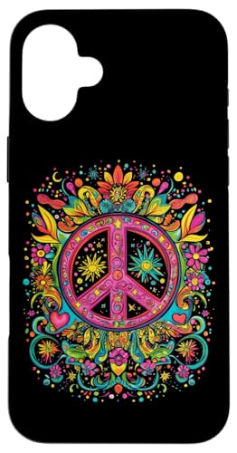 Peace Zeichen der Freiheit Hippie farbenfrohes Hülle für iPhone 16 Plus Peace Zeichen der Freiheit Hippie farbenfrohes Hülle für iPhone 16 Plus von Tie Frieden Zeichen Outfit for make love