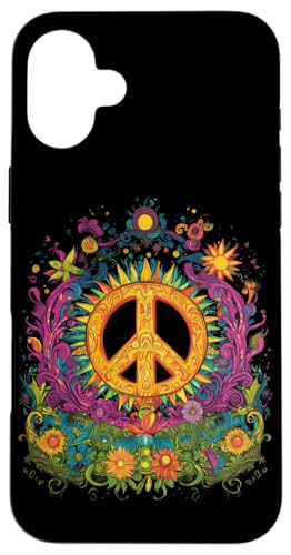 Peace Zeichen der Freiheit Hippie farbenfrohes Hülle für iPhone 16 Plus Peace Zeichen der Freiheit Hippie farbenfrohes Hülle für iPhone 16 Plus von Tie Frieden Zeichen Outfit for make love