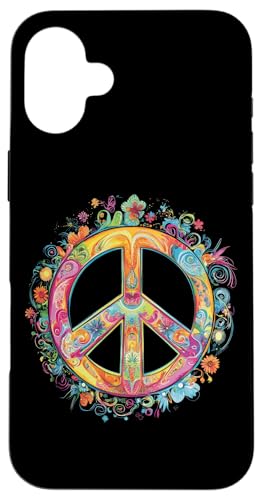 Peace Zeichen der Freiheit Hippie farbenfrohes Hülle für iPhone 16 Plus Peace Zeichen der Freiheit Hippie farbenfrohes Hülle für iPhone 16 Plus von Tie Frieden Zeichen Outfit for make love