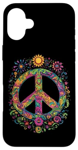 Peace Zeichen der Freiheit Hippie farbenfrohes Hülle für iPhone 16 Plus Peace Zeichen der Freiheit Hippie farbenfrohes Hülle für iPhone 16 Plus von Tie Frieden Zeichen Outfit for make love