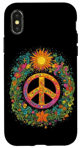 Peace Zeichen der Freiheit Hippie farbenfrohes Hülle für iPhone X/XS Peace Zeichen der Freiheit Hippie farbenfrohes Hülle für iPhone X/XS von Tie Frieden Zeichen Outfit for make love