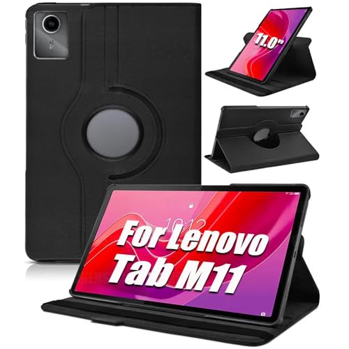 Hülle Kompatibel mit Lenovo Tab M11 Cover, PU Lederhülle 90° Drehbar Multi-Winkel Hülle Ständer Tragbare Schutzhülle (Black) von Tieeyivv