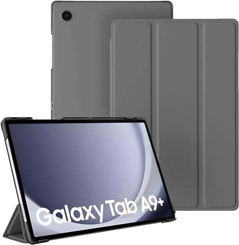 Hülle für Samsung Galaxy Tab A9+/A9 Plus Cover,Premium PU Ultra Schlank leichte Schutzhülle,Dreifach Falt Klapp Schutzhülle Case, Ultra Dünn Leicht Cover (Grey) von Tieeyivv