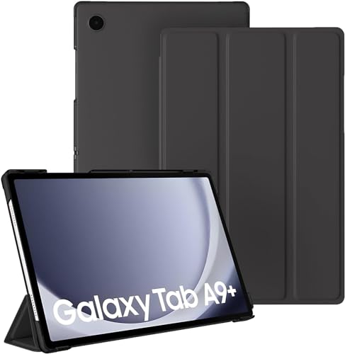 Hülle für Samsung Galaxy Tab A9+/A9 Plus Cover,Premium PU Ultra Schlank leichte Schutzhülle,Dreifach Falt Klapp Schutzhülle Case, Ultra Dünn Leicht Cover (Schwarz) von Tieeyivv