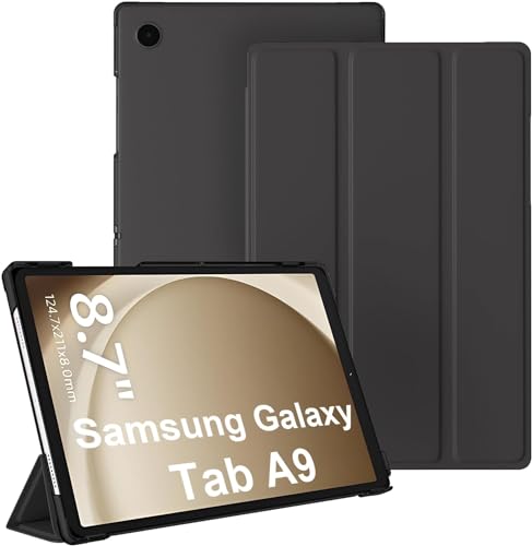 Hülle für Samsung Galaxy Tab A9 Cover,Premium PU Ultra Schlank leichte Schutzhülle,Dreifach Falt Klapp Schutzhülle Case, Ultra Dünn Leicht Cover (Black) von Tieeyivv