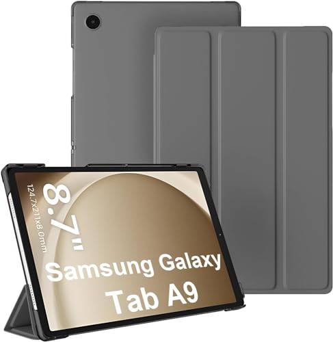Hülle für Samsung Galaxy Tab A9 Cover,Premium PU Ultra Schlank leichte Schutzhülle,Dreifach Falt Klapp Schutzhülle Case, Ultra Dünn Leicht Cover (Gray) von Tieeyivv