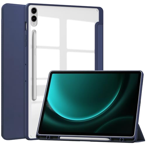Hülle für Samsung Galaxy Tab S9 FE+/S9 FE Plus Cover,Silicone Ultra Schlank leichte Schutzhülle,Dreifach Falt Klapp Schutzhülle Case, Ultra Dünn Leicht Cover (Blue) von Tieeyivv
