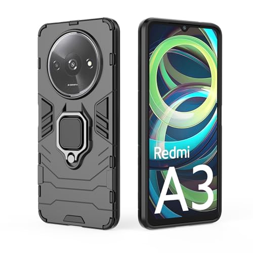 Tieeyivv Hülle Kompatibel mit Xiaomi Redmi A3 Hülle Cover PC Rückseite, 360°Grad Drehung Fingerring Ständer Weiche TPU Kante Halter Handy Hüllen Bumper Schutzhülle von Tieeyivv