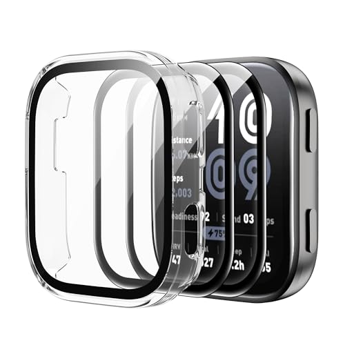 Tieeyivv Hülle für Amazfit Bip 6 Cover,Hart PC Bumper Case mit [2 Stück] für Panzerglas Displayschutzfolie Weich Folie Anti-Bubble Einfache Installation Nass Angewendet Schutzfolie von Tieeyivv