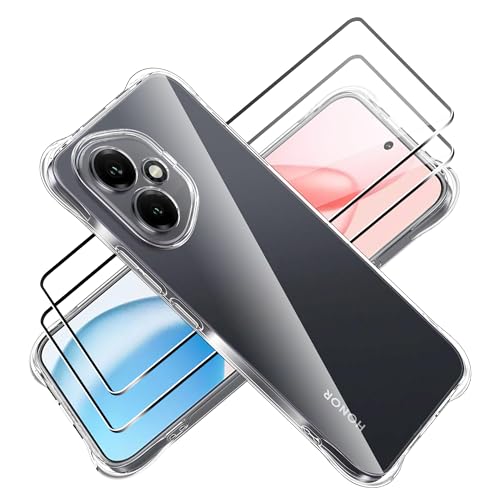 Tieeyivv Hülle für Honor 400 mit Schutzfolie Schutzglas Cover Stoßfest Schutzhülle, [Kamera Schutz],Soft TPU Handyhülle-Transparent von Tieeyivv
