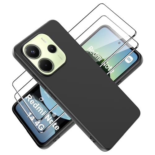 Tieeyivv Hülle für Xiaomi Redmi Note 14 4G mit 2 Stücks Schutzfolie, Soft Matte Handyhülle [Kamera Schutz] [Weiche Innenschicht] Anti-Scratch Dünn Schutzhülle von Tieeyivv