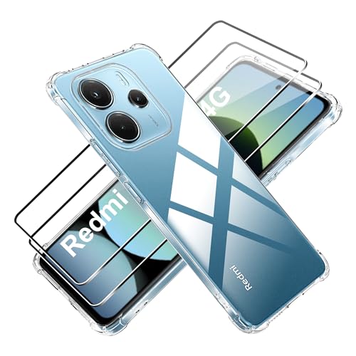 Tieeyivv Hülle für Xiaomi Redmi Note 14 4G mit Schutzfolie Schutzglas Cover Stoßfest Schutzhülle, [Kamera Schutz],Soft TPU Handyhülle-Transparent von Tieeyivv