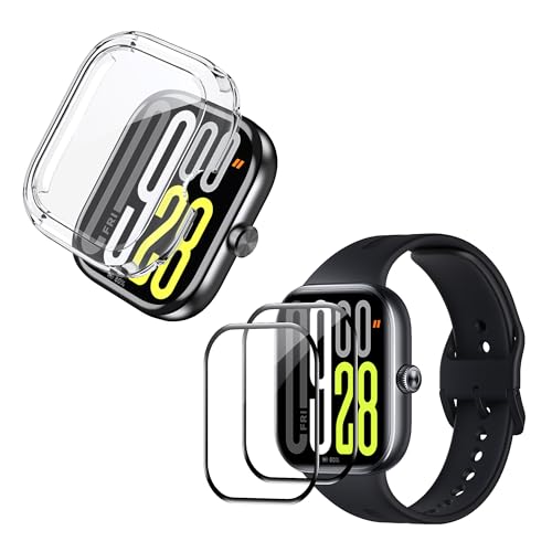 Tieeyivv Hülle für Xiaomi Redmi Watch 5 Cover,Hart PC Bumper Case mit [2 Stück] für Panzerglas Displayschutzfolie Weich Folie Anti-Bubble Einfache Installation Nass Angewendet Schutzfolie von Tieeyivv