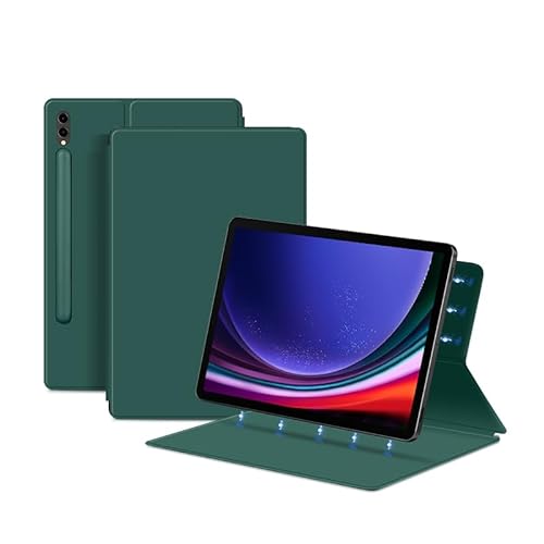 Tieeyivv Magnetische Hülle für Samsung Galaxy Tab S9+ Plus / S9 FE+ Plus 12.4 Zoll mit S Pen Halter, Schlank Folio Ständer Tablet Schutzhülle, Auto Schlaf/Wach (Grün) von Tieeyivv