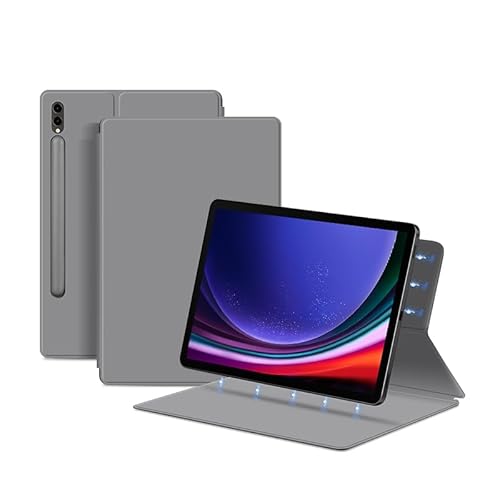 Tieeyivv Magnetische Hülle für Samsung Galaxy Tab S9+ Plus / S9 FE+ Plus 2023 -Hauchdünn- mit Auto aufwachen/Schlaf Funktion Standfunktion -PU Leder Schutzhülle, grau von Tieeyivv