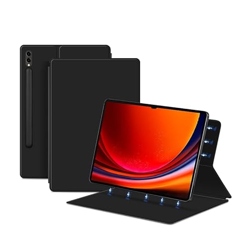 Tieeyivv Magnetische Hülle für Samsung Galaxy Tab S9 Ultra 2023 14.6 Zoll (SM-X910/X916) -Hauchdünn- mit Auto aufwachen/Schlaf Funktion Standfunktion - Schwarz Schutzhülle von Tieeyivv