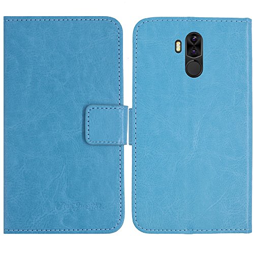 TienJueShi Blau Flip Book-Style Brief Leder Tasche Schutz Hulle Handy Case Abdeckung Fall Wallet Cover Etui Skin Fur Doogee bl9000 5.99 inch von TienJueShi