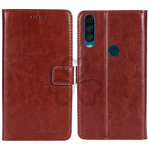 TienJueShi Braun Retro TPU Silikon Flip Book Stand Brief Leder Tasche Schütz Hülle Handy Case Für A1 Alpha 20 6.22 inch Abdeckung Wallet Cover Etui von TienJueShi