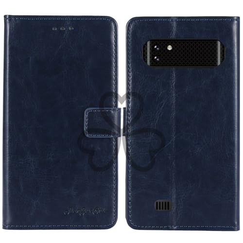 TienJueShi Dark Blau Retro Business Flip Book Stand Brief Leder Tasche Schütz Hülle Handy Case Abdeckung Wallet Cover Etui Für Logicom Xtrem 650 6.51 inch von TienJueShi