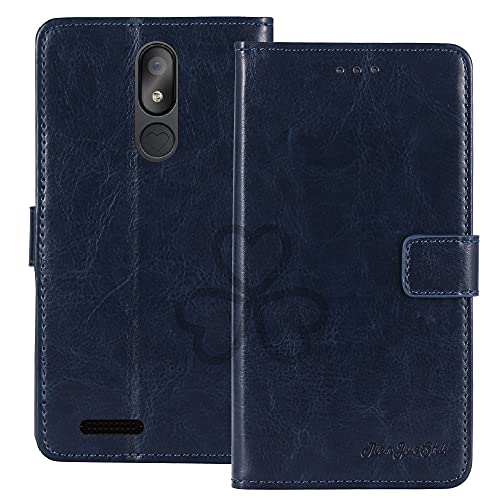 TienJueShi Dark Blau Retro Business Flip Book Stand Brief Leder Tasche Schütz Hülle Handy Case Für Emporia Smart 3 Mini 5 inch Abdeckung Wallet Cover Etui von TienJueShi