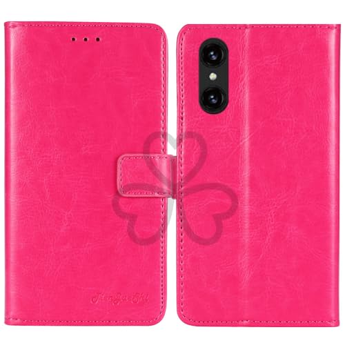 TienJueShi Rosa Retro Business Flip Book Stand Brief Leder Tasche Schütz Hülle Handy Case Abdeckung Wallet Cover Etui Für Logicom Aero 6.5 inch von TienJueShi