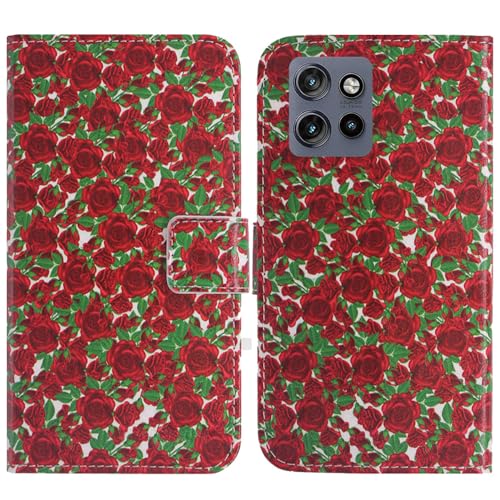 TienJueShi Rose Blume Flip Book Stand Brieftasche Leder Tasche Schütz Hülle Handy TPU Silikon Case Abdeckung Wallet Cover Etüi Für Motorola Moto G 5G 2025 6.7 inch von TienJueShi
