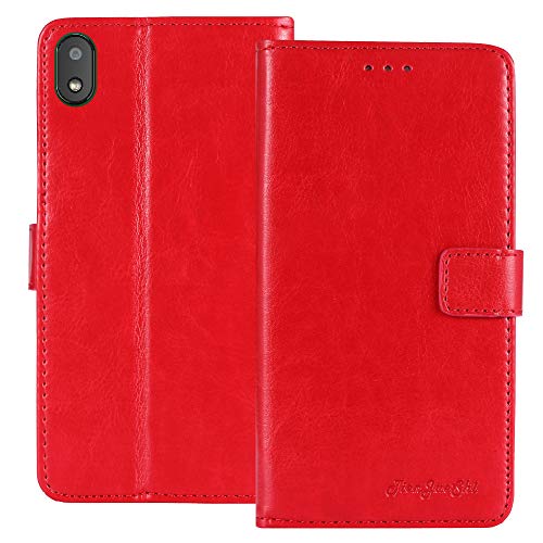 TienJueShi Rot Retro Business Flip Book Stand Brief Leder Tasche Schütz Hülle Handy Case Für Gigaset GS110 6.1 inch Abdeckung Wallet Cover Etui von TienJueShi