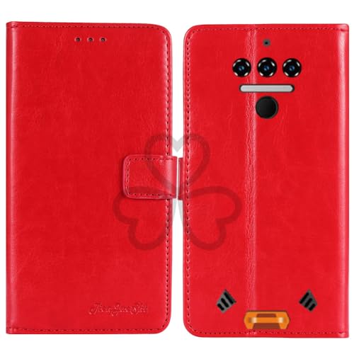 TienJueShi Rot Retro TPU Silikon Flip Book Stand Brief Leder Tasche Schütz Hülle Handy Case Abdeckung Wallet Cover Etui Für Oukitel wp23 Plus 6.52 inch von TienJueShi