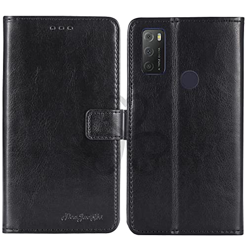 TienJueShi Schwarz Retro TPU Silikon Flip Book Stand Brief Leder Tasche Schütz Hülle Handy Case Für A1 Alpha 21 6.52 inch Abdeckung Wallet Cover Etui von TienJueShi