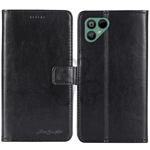 TienJueShi Schwarz Retro TPU Silikon Flip Book Stand Brief Leder Tasche Schütz Hülle Handy Case Für Fairphone 4 6.3 inch Abdeckung Wallet Cover Etui von TienJueShi