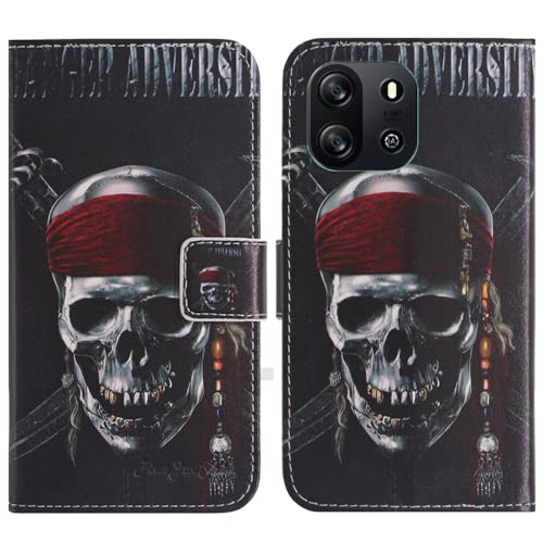 TienJueShi Totenkopf Flip Book Stand Brieftasche Leder Tasche Schütz Hülle Handy TPU Silikon Case Für Blackview Wave 6c 6.56 inch Abdeckung Wallet Cover Etüi von TienJueShi