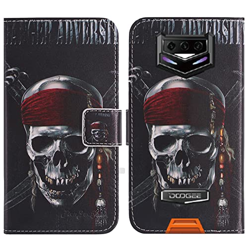 TienJueShi Totenkopf Flip Book Stand Brieftasche Leder Tasche Schütz Hülle Handy TPU Silikon Case Für DOOGEE S89 Pro 6.3 inch Abdeckung Wallet Cover Etüi von TienJueShi