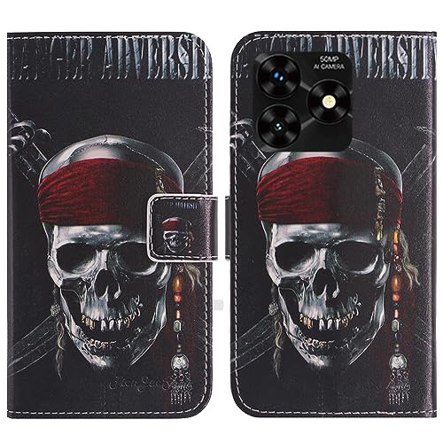 TienJueShi Totenkopf Flip Book Stand Brieftasche Leder Tasche Schütz Hülle Handy TPU Silikon Case Für UMIDIGI G5 Mecha 6.6 inch Abdeckung Wallet Cover Etüi von TienJueShi