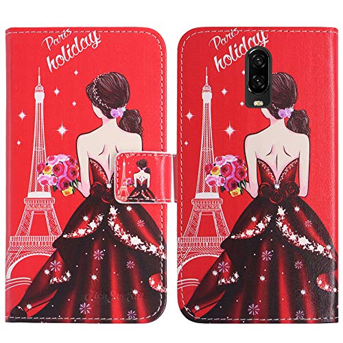 TienJueShi Traumfrau Flip Book Stand Brief Leder Tasche Schütz Hülle Handy Case Abdeckung Fall Wallet Cover Etüi TPU Silikon Für Oneplus 6T 6.41 inch von TienJueShi