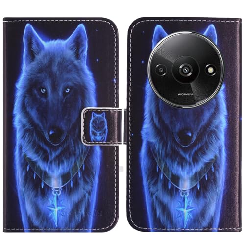 TienJueShi Wolf Flip Book Stand Brieftasche Leder Tasche Schütz Hülle Handy TPU Silikon Case Für Xiaomi Redmi A3 4G 6.71 inch Abdeckung Wallet Cover Etüi von TienJueShi