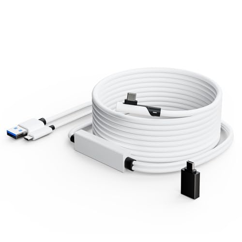 Tiergrade Link-Kabel 5M kompatibel mit Meta Quest 3/2/Pro, Pico 4/Pro, separates USB-C-Ladekabel für die Stromversorgung, USB 3.0-zu-Typ-C-Zubehör für VR-Headset/Gaming-PC von Tiergrade