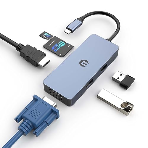 Tiergrade USB C Hub Multiport Adapter mit HDMI, VGA, 4K HDMI, USB 2.0, Typ C Hub und TF-Kartenleser, 6-in-1 USB C Hub von Tiergrade