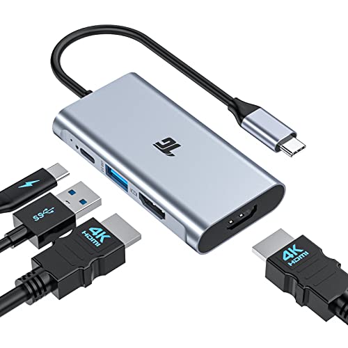 Tiergrade USB C zu HDMI Adapter, 4-in-1 USB C Hub, Thunderbolt 3 Adapter mit 2 HDMI Anschlüssen, 100W Stromversorgung, USB 3.0 Anschlüssen für MacBook Pro, Air, Pixelbook, XPS, Galaxy und mehr von Tiergrade