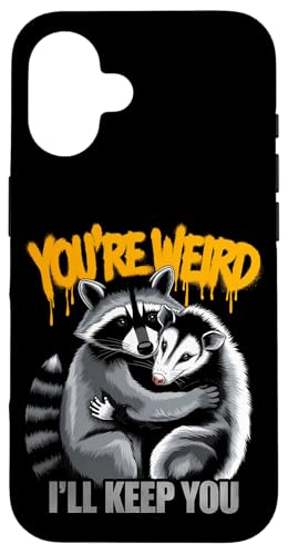 Niedlicher Waschbär Umarmt Opossum Tierfreund Hülle für iPhone 16 Niedlicher Waschbär Umarmt Opossum Tierfreund Hülle für iPhone 16 von Tierliebhaber Freundschaft Humor Geschenk