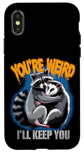 Niedlicher Waschbär Umarmt Opossum Tierfreund Hülle für iPhone X/XS von Tierliebhaber Freundschaft Humor Geschenk